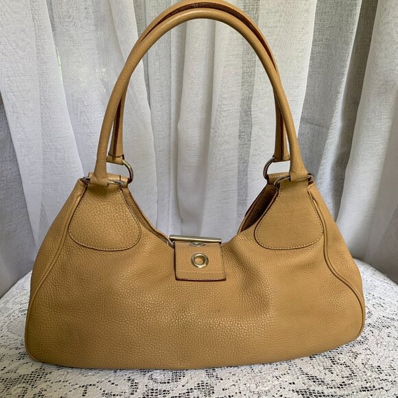 Vintage Y2K PRADA Moon Tan Leather Crescent Shoulder Bag - Picture 3 of 16